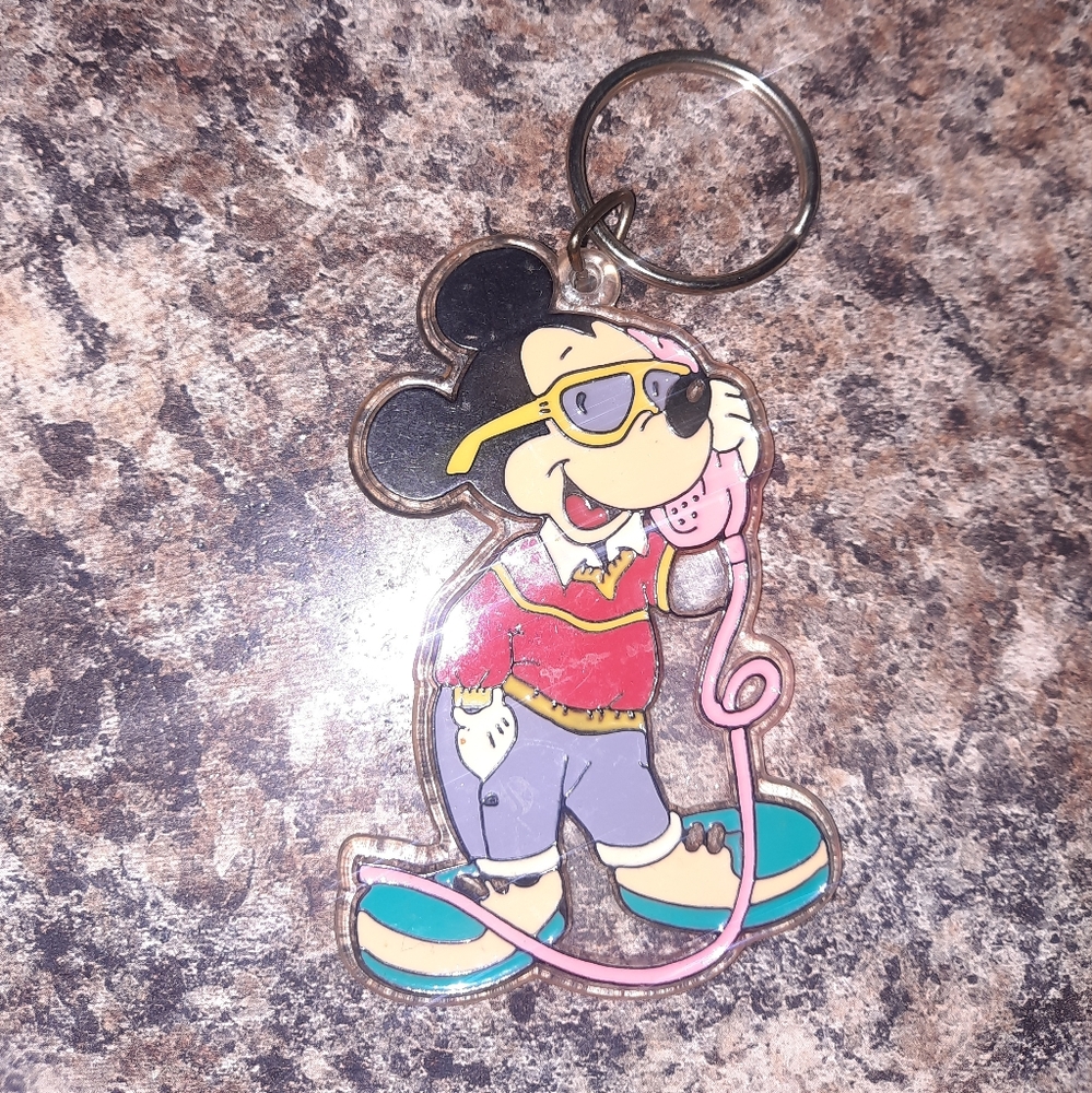 Vintage Mickey Mouse Keychain with Sunglasses